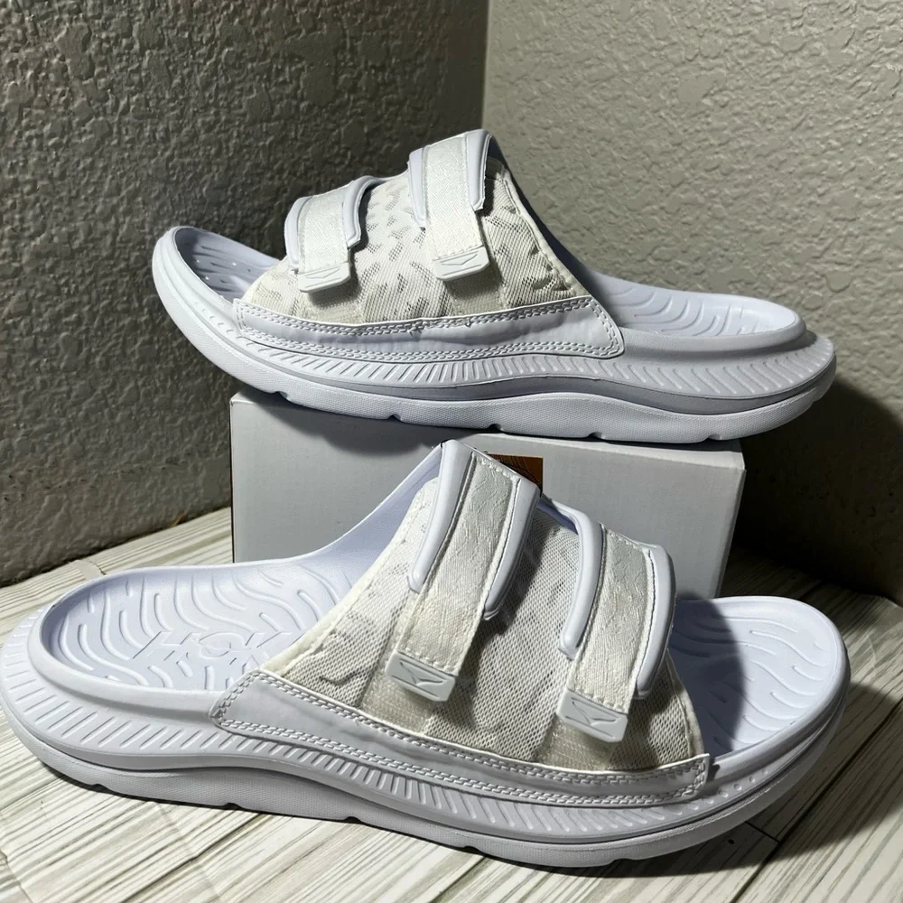 HOKA Ora Luxe Recovery unisex Slide sandals flip flops white men’s‎ size 14